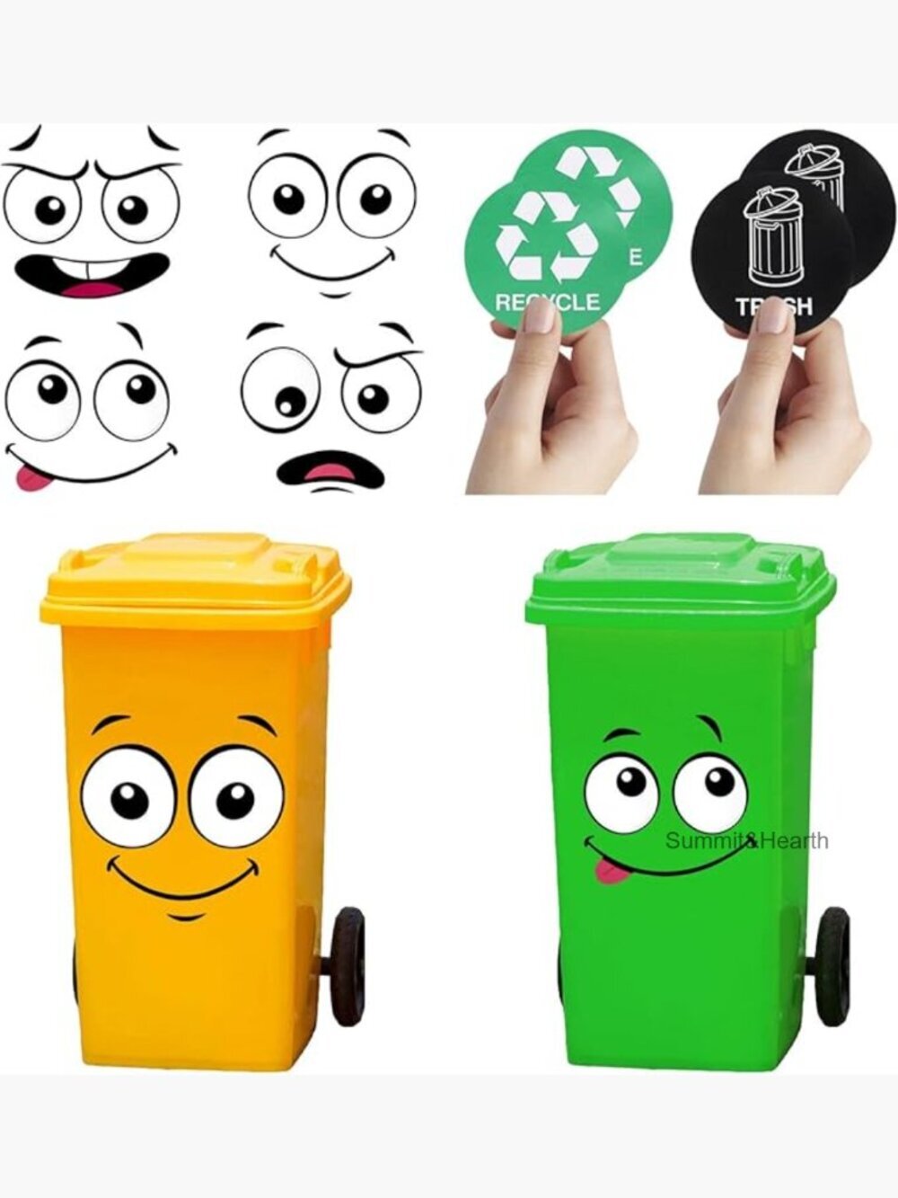 8 Large PVC Wall Decal Stickers for DIY Home Decor Trash Bin